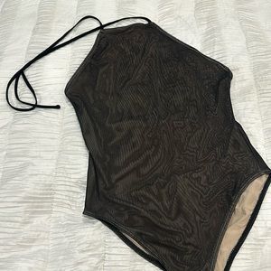 MOVING SALE - Forever 21 mesh lined halter bodysuit